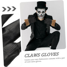 2 pares de guantes de lobo terroríficos, guantes con garras para Halloween, ideales para fiestas de terror y cosplay.