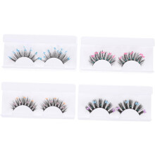 4 Paar Pailletten-Wimpern, Glitzerwimpern für Cosplay, Schmetterlings-verzierte Wimpern, Party-Zwecke