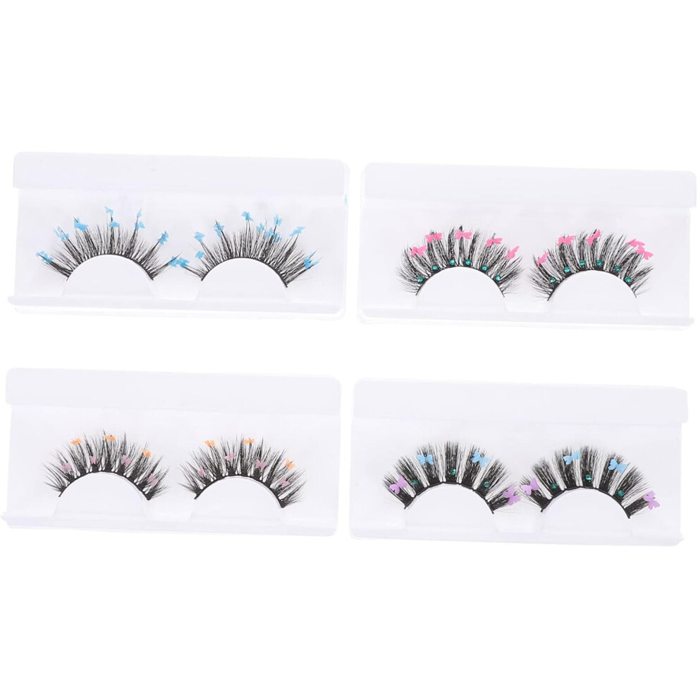 Hkhbjs 4Pairs Sequin False Eyelashes Glitter Eyelashes For Cosplay Butterflies Decorated Lashes Party Use