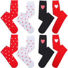 4 Paar Strümpfe mit Herzmuster, kniehoch, für Damen, thematisch passend, niedliche hohe Socken, Party-Kostüm-Accessoires