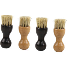 4pcs Wooden Shoe Brush Set Polishing and Seam Cleaning Functions Dual Color Natural Lacquered Wood Shoes Care Tool