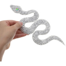 2 parches termoadhesivos de diamantes de imitación con forma de serpiente y purpurina para bolsos, ropa y bordado DIY.