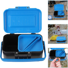 Lot de 2 boîtes à appâts de pêche multifonctions et respirantes, portables, à double couche, en plastique, pour leurres souples vivants (vers).