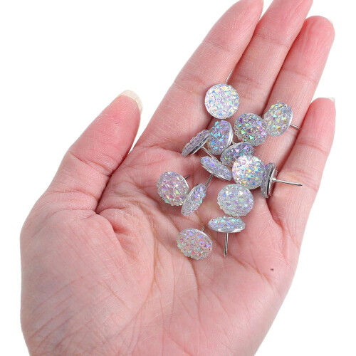 60pcs Imitation Diamond Resin Thumbtacks Shiny Decorative Push Pins 2