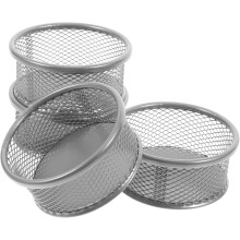 4 soportes metálicos para clips, organizador de escritorio de malla, contenedor de almacenamiento para oficina, cesta para clips