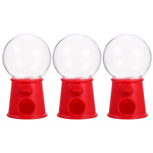 Mini gumball machine toy red candy dispenser 3 pcs