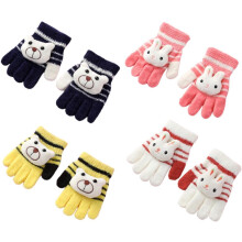 4pairs Boy Girl Knitted Gloves Warm Gloves Cartoon for Students Writing Keep Warm