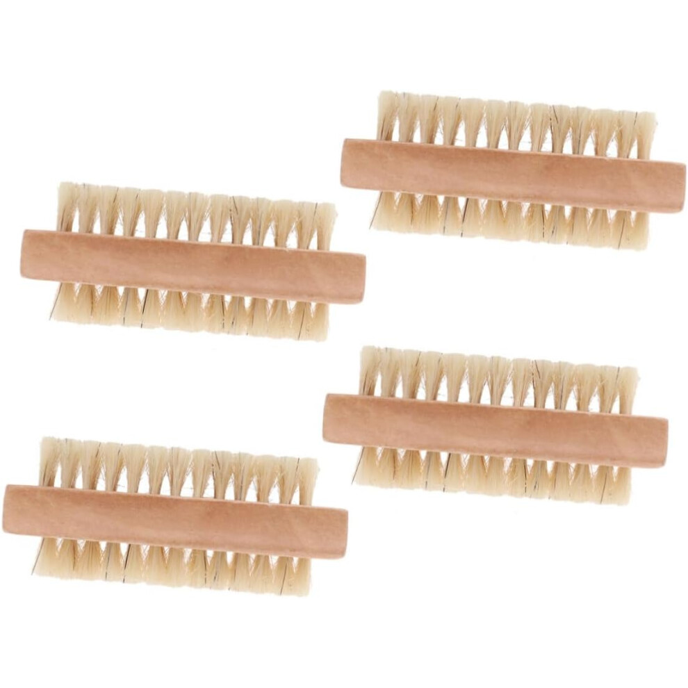 Hkhbjs 4Pcs Double Side Pig Bristle Nail Brush Wooden Manicure Pedicure Hand Cleaning Nail Care Tool For