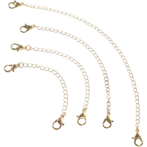 Lot de 4 rallonges de collier avec fermoir mousqueton.