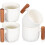 Keramik-Kaffeebecher, Essbecher, weiß mit Holzgriff, 4 Stück 1