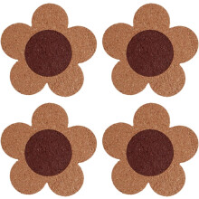 4er-Set Untersetzer mit Blumenmuster, 12 x 12 x 1 cm, Korkholz, kreatives Design, rutschfester Oberflächenschutz