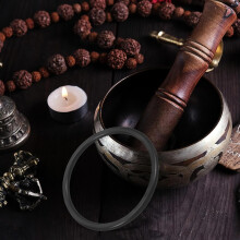 Juego de 7 anillos de goma para cuencos tibetanos: 2 anillos grandes y 5 pequeños, ideales para la meditación.