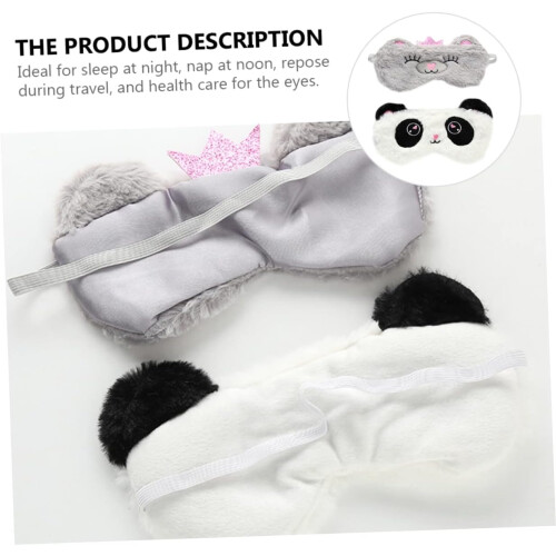 2 pezzi di benda per occhi a forma di panda in peluche per dormire 1