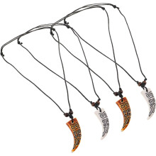 4er-Set Halsketten aus Kunstharz, Unisex-Schmuck mit künstlichen Zähnen, verstellbare Kordel, Strandhalsketten-Anhänger