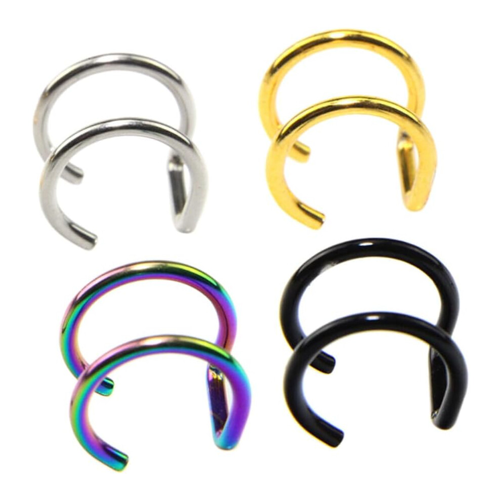 Hkhbjs 4Pcs Stainless Steel Nose Clip Ring Piercing Body Jewelry C Shape Hoops For Women Cartilage For Nose Piercing