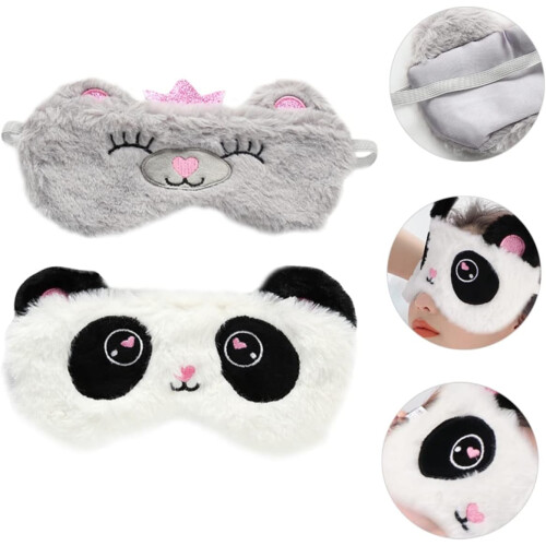 2 pezzi di benda per occhi a forma di panda in peluche per dormire 2