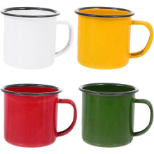 Stück einfarbige Emaillebecher mit hitzebeständigem Griff, Vintage-Stil, runder Rand