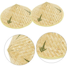 2pcs chapéus de palha tecidos de bambu 36cm de diâmetro, chapéus decorativos tecidos à mão criativos