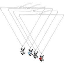 4-teiliges Panda-Halskettenset für Damen mit herzförmigem Zirkonia-Anhänger