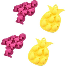 Moules à glaçons en silicone, ensemble de 4 pièces, formes flamant rose et ananas, couleurs assorties