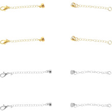 4 catenelle magnetiche di estensione per collane, ideali per la creazione di gioielli, con chiusure magnetiche corte color oro e bianco.