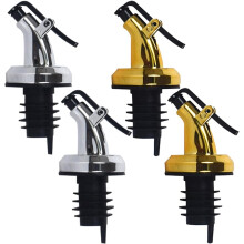 Lot de 4 becs verseurs à pression pour flacons d'huile, finition électroplaquée ABS, style simple et élégant.