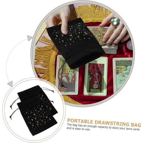 2pcs Drawstring Tarot Card Storage Bag Elegant Pouch for Tarot Cards Stylish Organizer Delicate Pattern 2