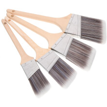 Set van 4 olieverfkwasten met houten handvatten en schuine koppen (3,8 cm, 5 cm, 6,3 cm, 7,6 cm) voor muurschilderingen en huishoudelijk gebruik.