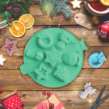 Christmas silicone mould 9 cavities snowman tree candle