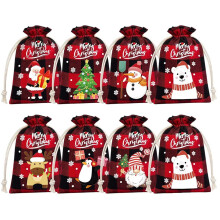 Christmas drawstring gift bags 8 pcs 3.94 x 5.51 inches