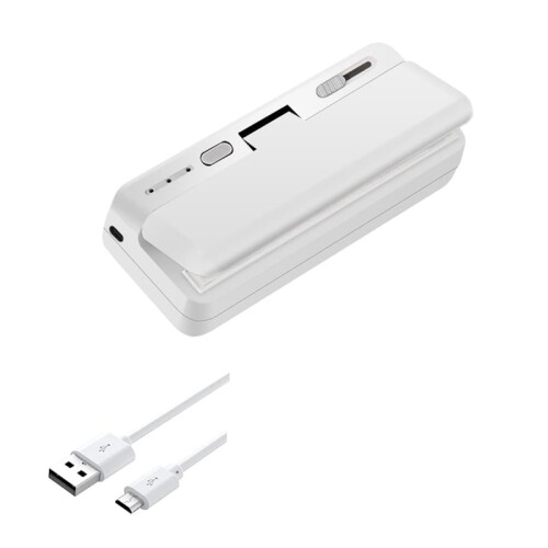 Mini bag sealer USB-powered heat sealer and cutter white