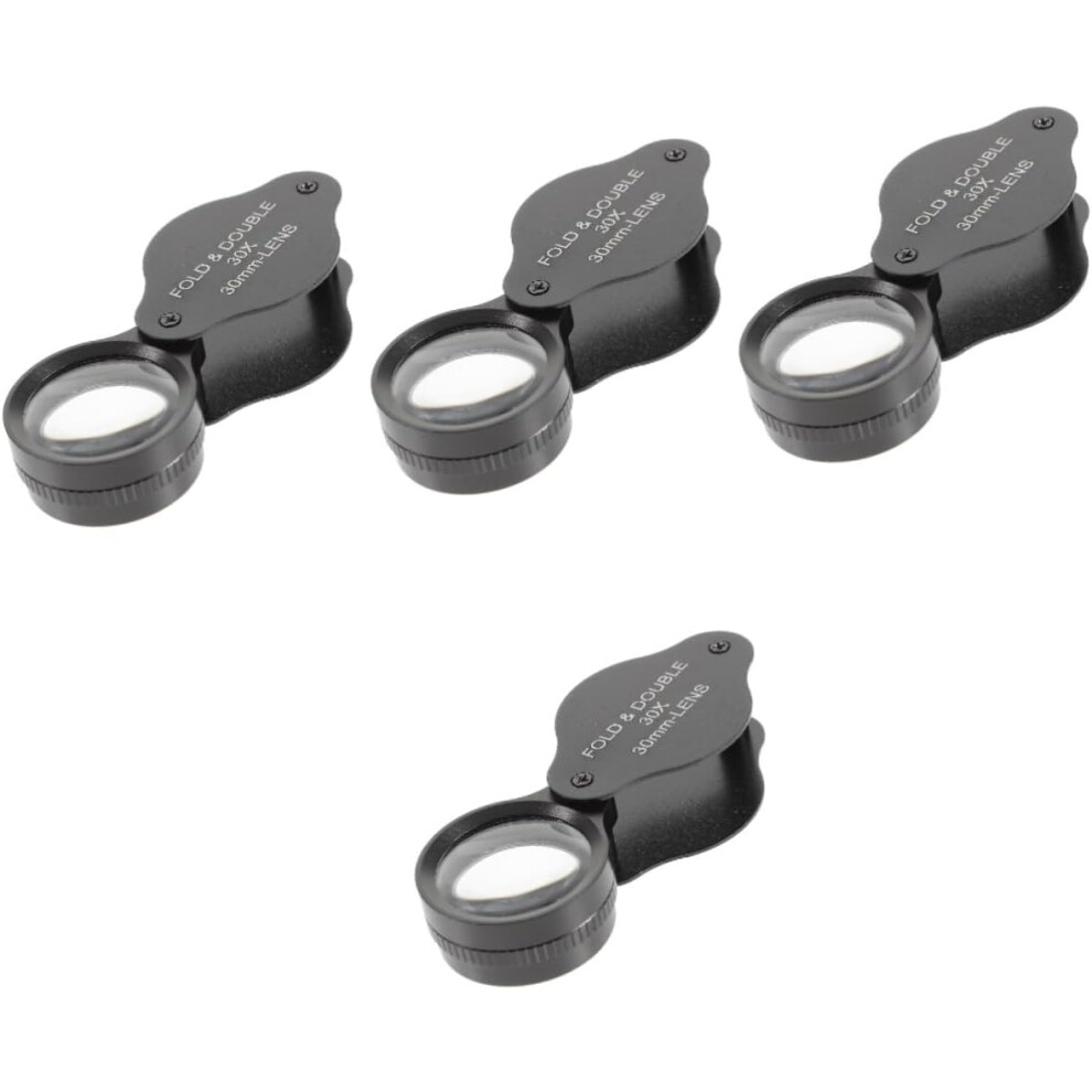 Hkhbjs 4Pcs Folding Magnifying Glass Portable Magnifier Rotating Protective Case