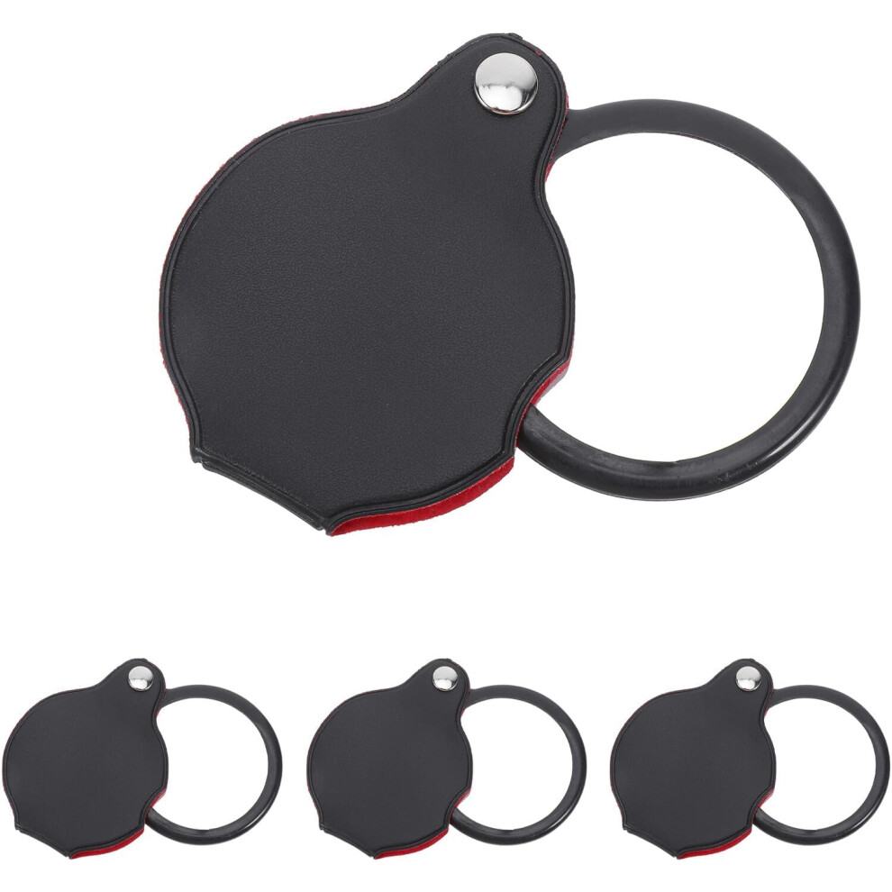 Hkhbjs Black 4Pcs Portable Folding Magnifying Glass Mini Lens Magnifier For Reading Compact Pocket Magnifier Artificial Cover