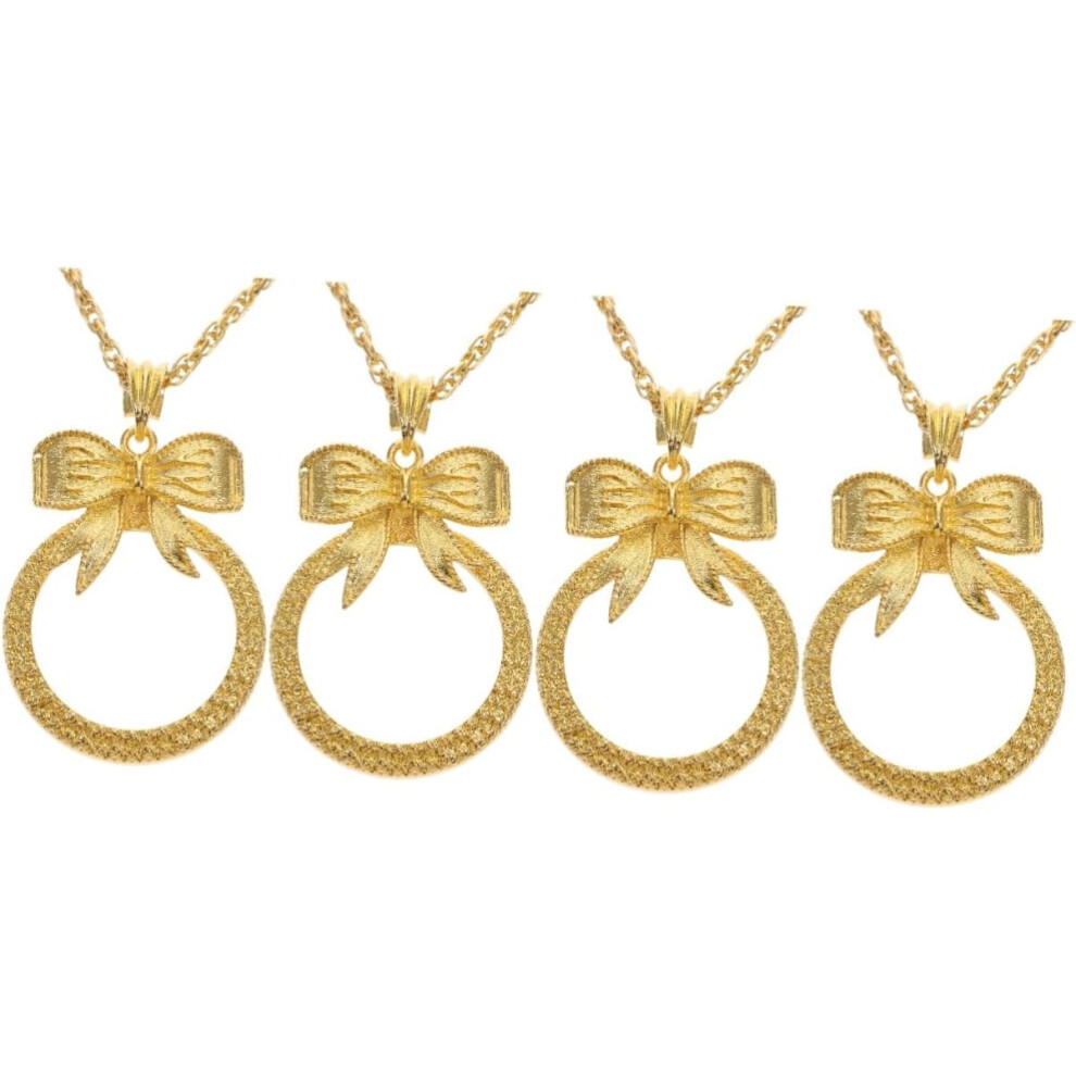 Hkhbjs Golden 4Pcs Magnifier Pendant Sweater Necklace Portable Reading Magnifier Glass Jewelry Hanging Necklace For Women
