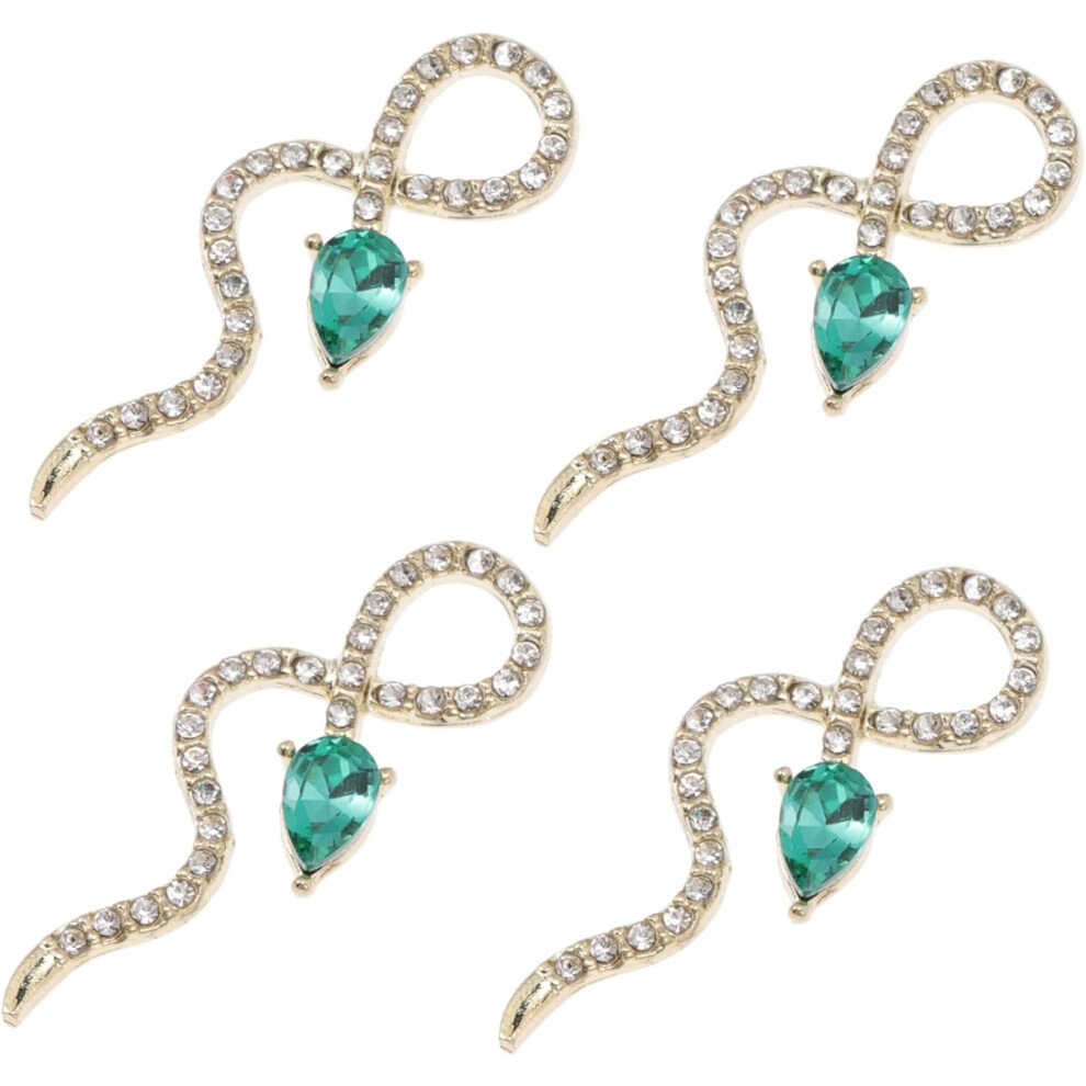 Hkhbjs 4Pcs Snake Nail Charms Chic Manicure Decorations For Nail Art Rhinestone Ornaments Finish