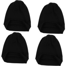 4er-Pack warme, gestrickte Mützen für Jungen und Mädchen, weich gefüttert, ideal für Spielplatz und Freizeit, Unisex, schwarz