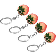 4er-Set erdbeerförmiger Schlüsselanhänger, dekorative Taschenverzierungen, kreative Schlüsselanhänger, hübsche Schlüsselring-Accessoires