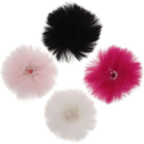 4pcs Fluffy Mic Cover Microphone Windshield Polyester Soft Material Easy-to-install Design Minimize Wind Noise