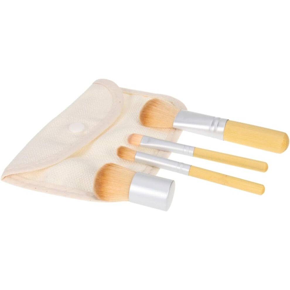Hkhbjs 4Pcs Bamboo Handle Makeup Brush Storage Bag For Cosmetics Powder Blush Application For Travel And Daily Use
