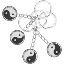 4er-Set Schlüsselanhänger aus Metalllegierung mit traditionellem chinesischem Bagua-Motiv für Autoschlüssel