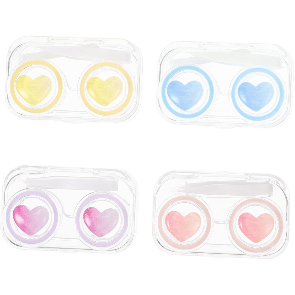 Hkhbjs 4Pcs Contact Lens Case Set Mini Travel Cosmetic Lens Container