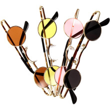 Lunettes de soleil rondes mini rétro hip-hop, montures métalliques tendance, protection UV