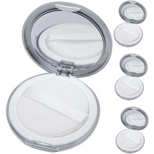 4er-Set bunte Puderdosen, Reise-Make-up-Aufbewahrungsboxen, elastisches Sieb für Puderquasten und Kompaktpuderdosen
