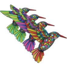 4-teiliges Wanddekor aus Eisen mit Kolibri-Motiv, kreatives Metall-Wandornament, farbenfroh und künstlerisch