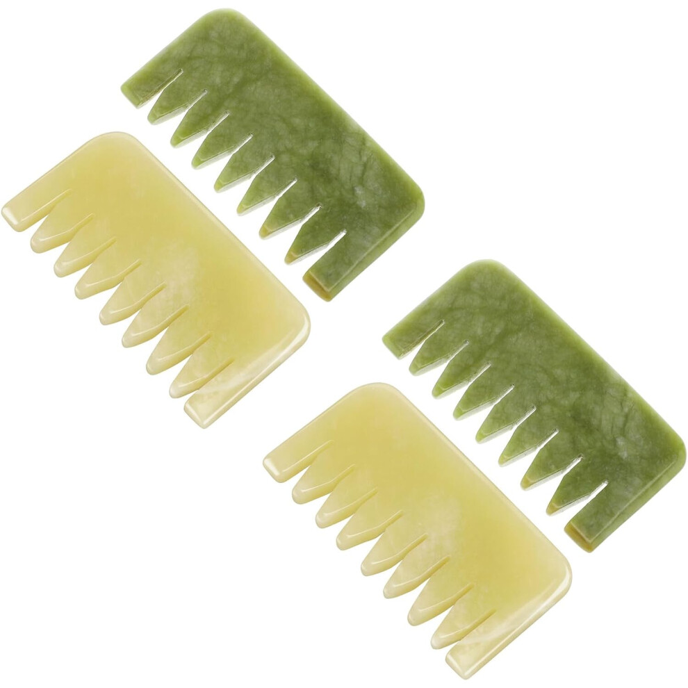 Hkhbjs 4Pcs Jade Massage Comb For Scalp Handheld Guasha Scraping Tool