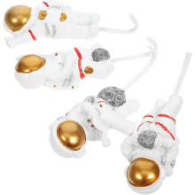 4 Stück Wandhaken in Astronautenform, selbstklebende Kleiderhaken aus Harz und Eisen