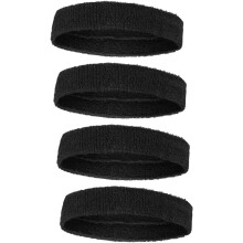 4 Stück schwarze Baumwoll-Stirnbänder, schweißabsorbierende Sport-Haarbänder aus Frottee