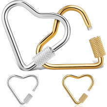 4 Stück robuste Herz-Karabiner mit Schloss, Schlüsselanhänger-Clips aus gold- und silberfarbenem Metall