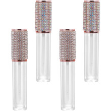 4er-Packung Lipgloss-Behälter mit bunten Strasssteinen, kompakte, nachfüllbare Lippenöl-Tuben für unterwegs