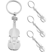 4er-Set Geigen-Schlüsselanhänger, robuste Schlüsselanhänger mit Musikmotiven, ideal für Musikpartys und als Dekoration.